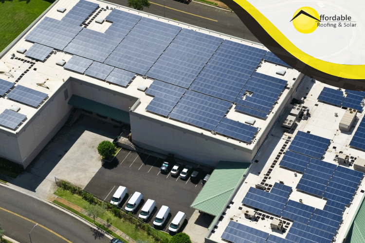 Solar panels on a rooftop generating clean energy."