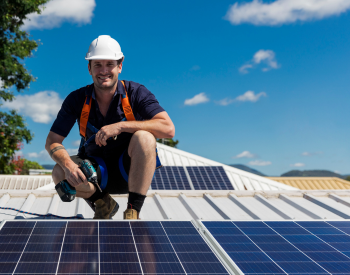 Solar panel installation on a Prunedale home roof in summer