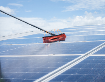 Solar panels on a San Juan Bautista home being cleaned